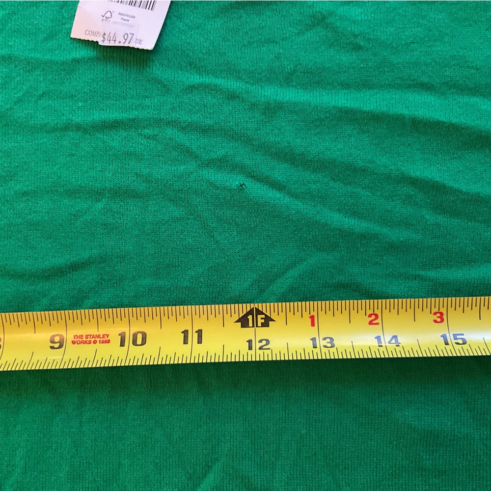NWT JCrew Teddie Kelly Green Cotton Pullover Sweater L XL Small hole Incl patch - Picture 12 of 14